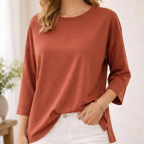 NWT Cable & Gauge Sport Yummy Sandwashed Supersoft Modal Tunic Top Tee - Picture 1 of 13